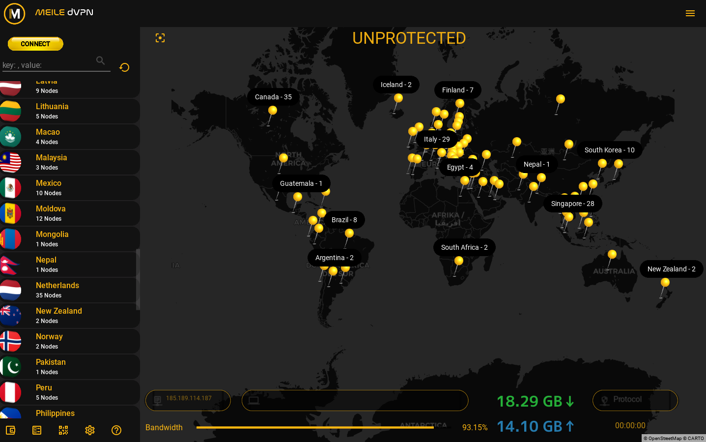 Meile dVPN screenshot